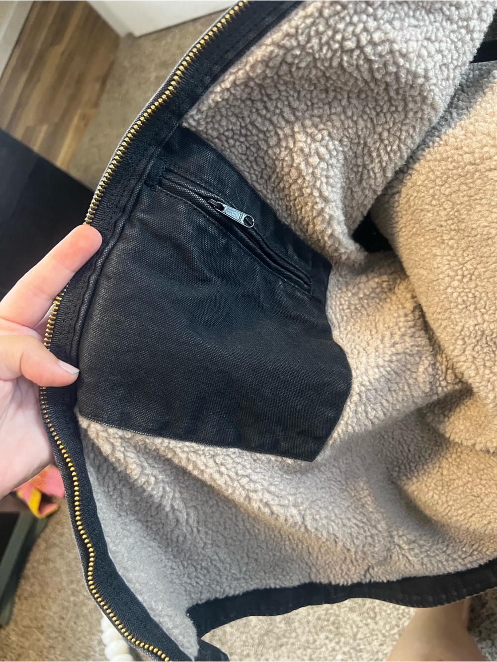 Carhartt Black Hooded Sherpa-Lined Field Jacket - Picture 8 of 10